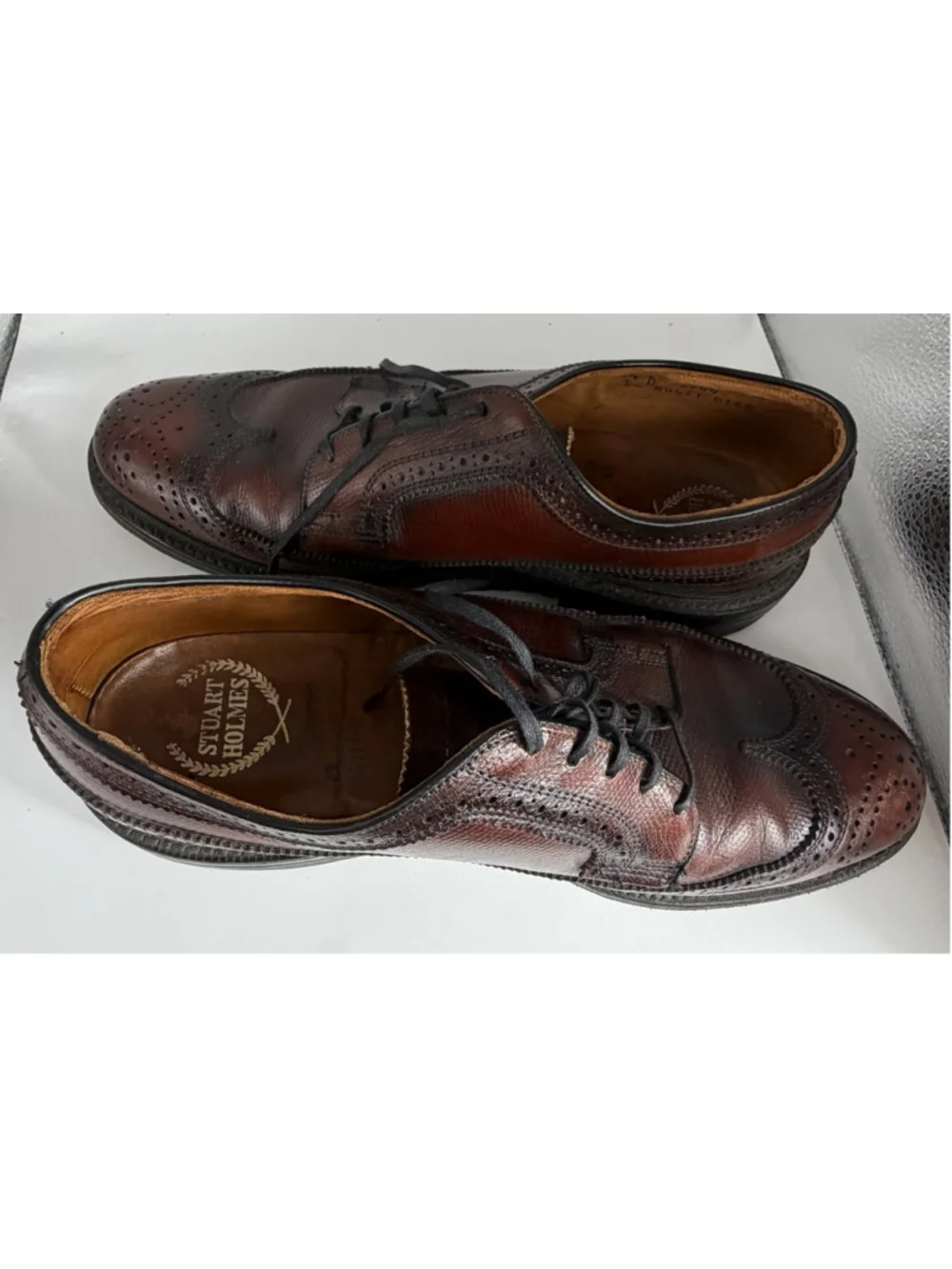 Stuart Holmes Wing Tip Shoes Leather Full Brogue Oxford Dress Brown Mens 8.5